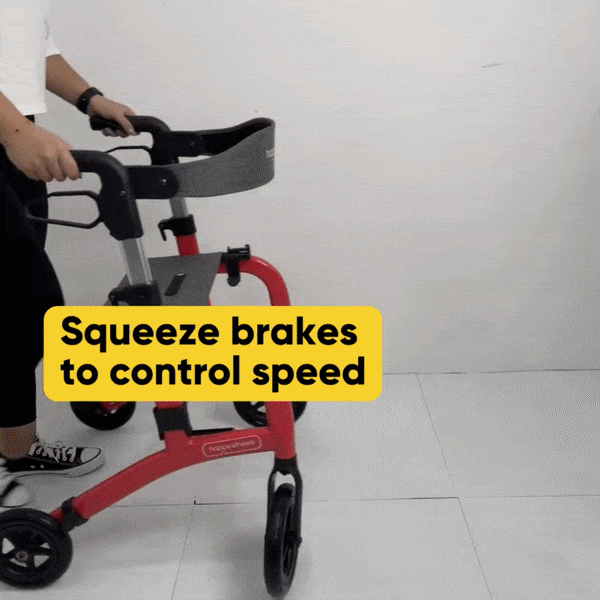 HappyWheels Lightweight Travel Rollator Walker with Seat - Foldable Mobility Aid for Seniors & Adults - Perfect for Airports, Shopping & Outdoor Walks