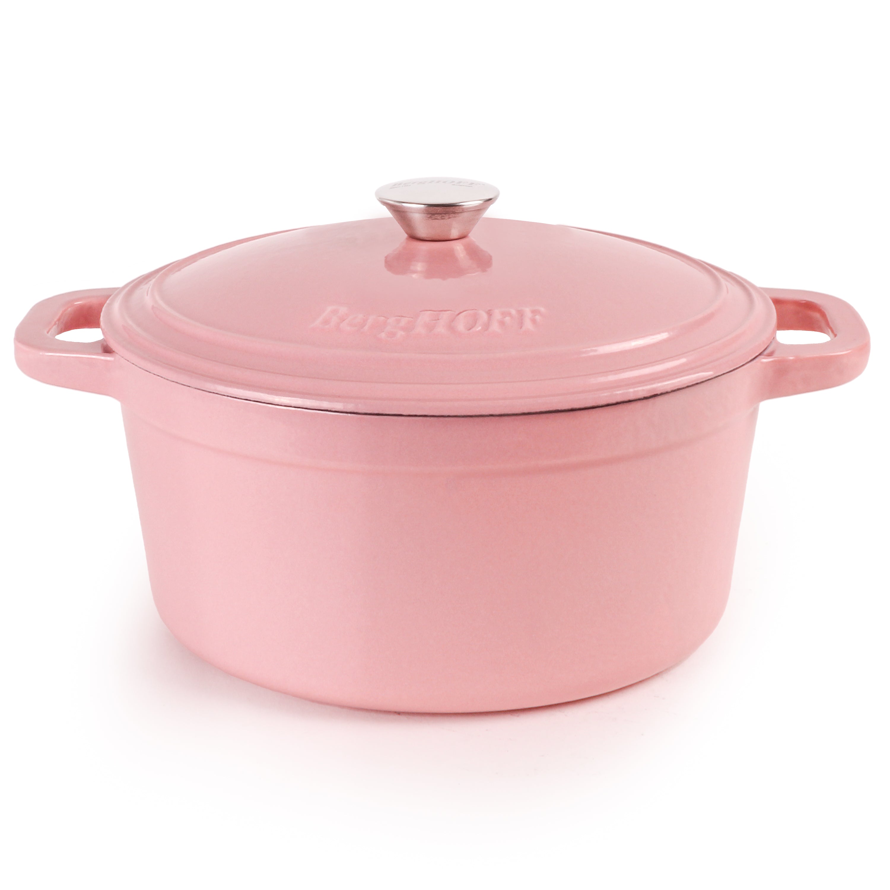BergHOFF Neo Cast Iron 7-Quart Round Dutch Oven with Lid - Pink | Heavy Duty Enameled Cookware for Baking, Roasting & Slow Cooking | Perfect for Soups, Stews, Casseroles & Bread Making