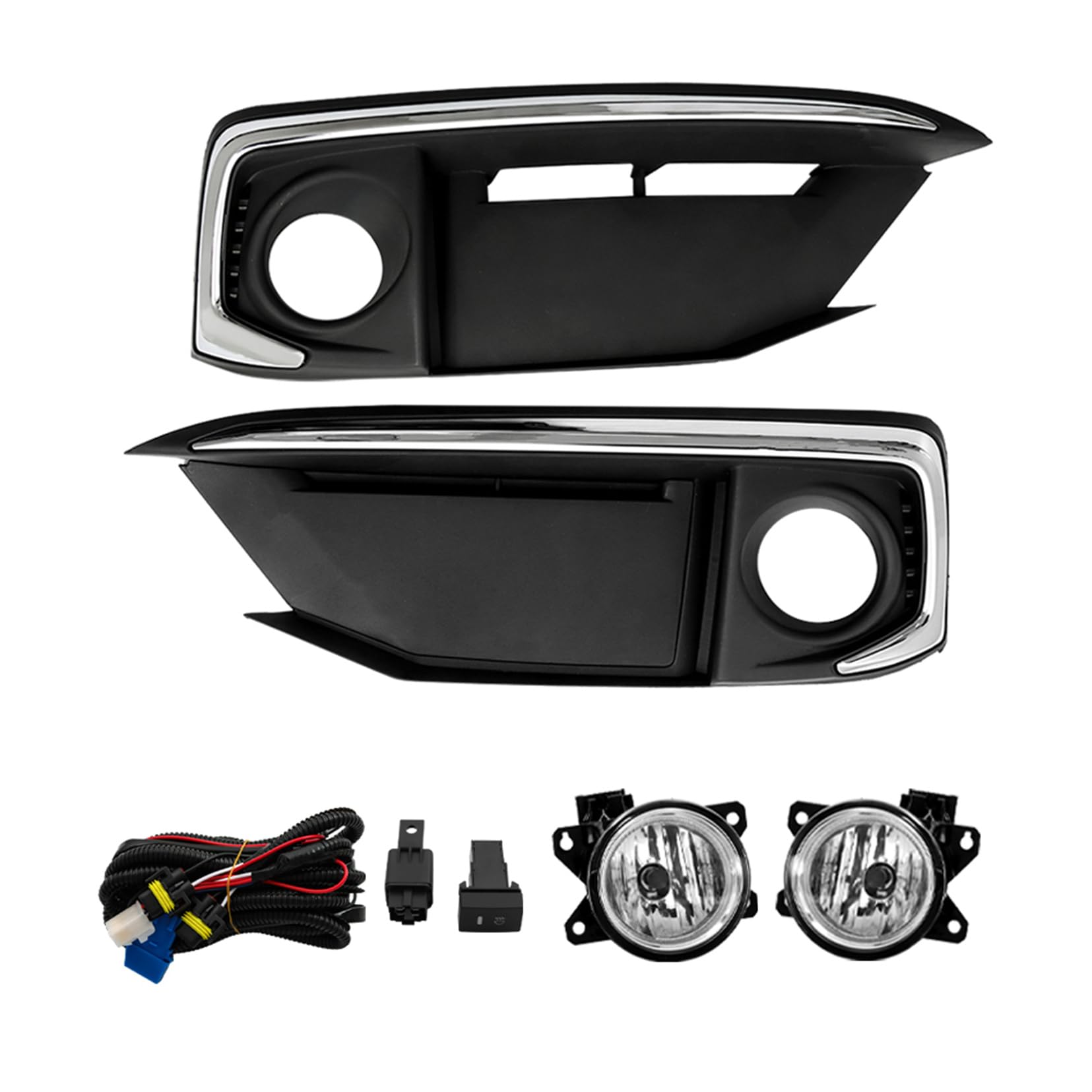 2-Pack H8 Fog Light Assembly with Covers & Harness Switch Kit - Compatible with 2019-2020 Honda Civic Coupe/Sedan - Perfect for Night Driving & Foggy Weather Conditions