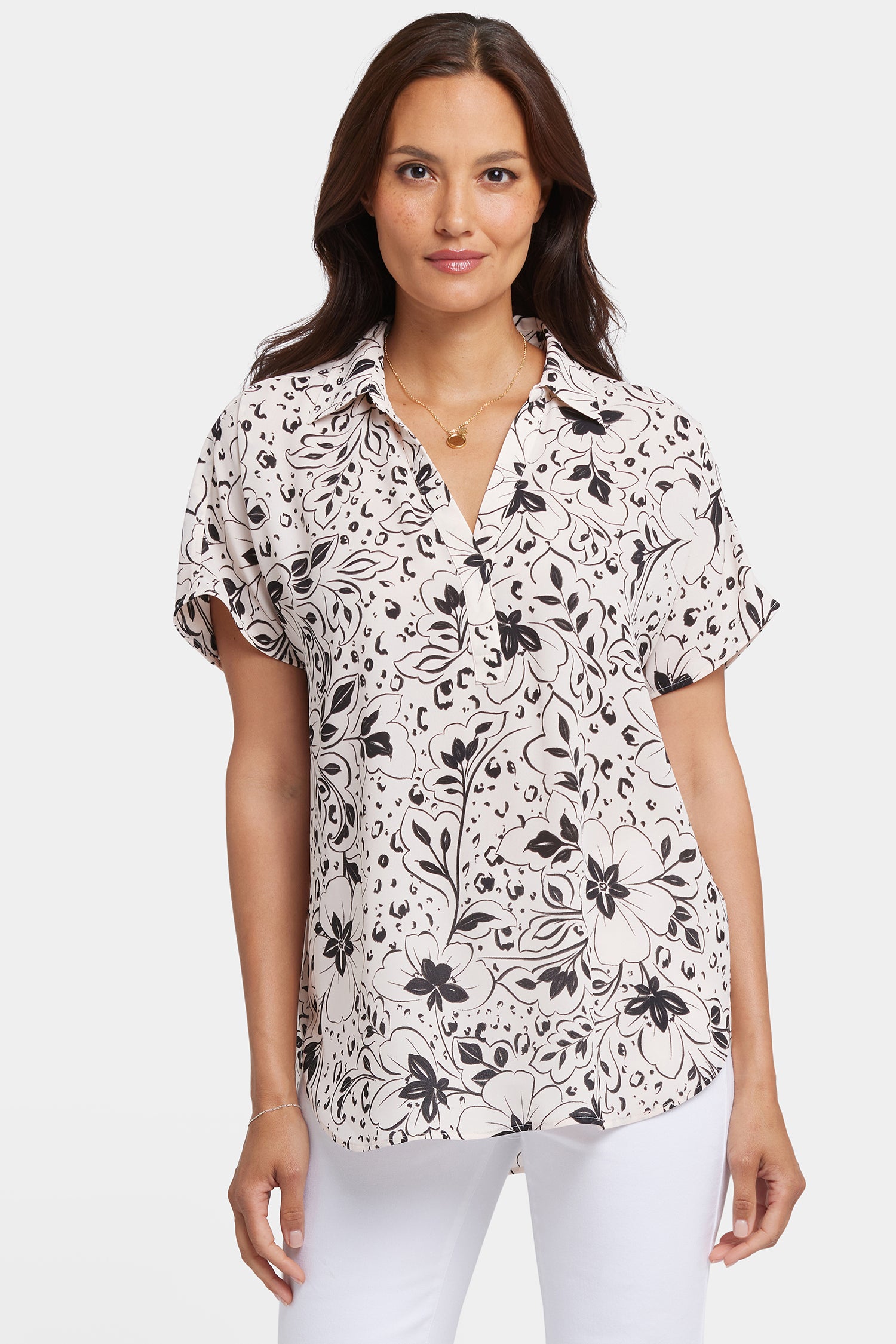 Becky Short Sleeve Blouse - Luna Flores Floral Print Top for Women | Casual Office Wear & Summer Outfits