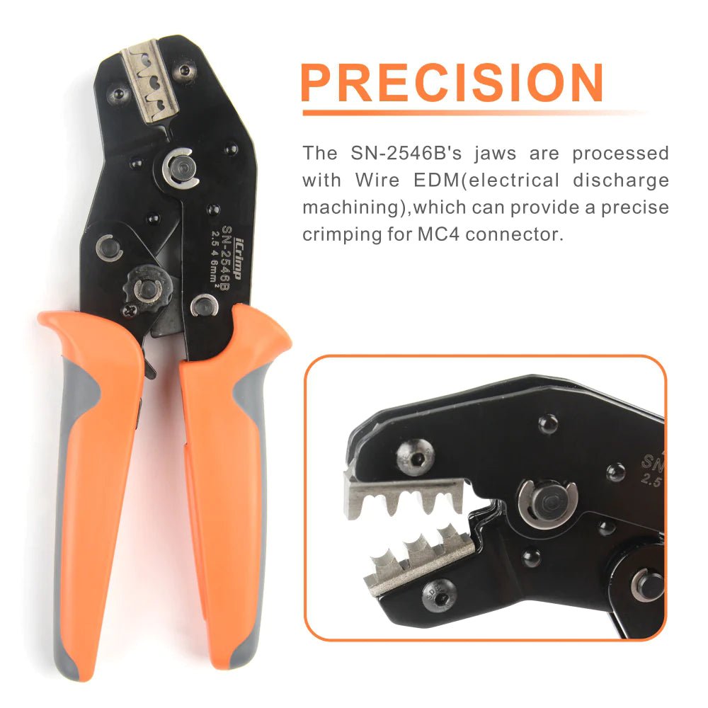 SN 2546B Solar PV Connector Crimping Tool for AWG14-10 (2.5/4/6mm²) Wires - Professional Solar Panel Cable Crimper for MC4 Connectors - Ideal for Solar System Installation & Maintenance