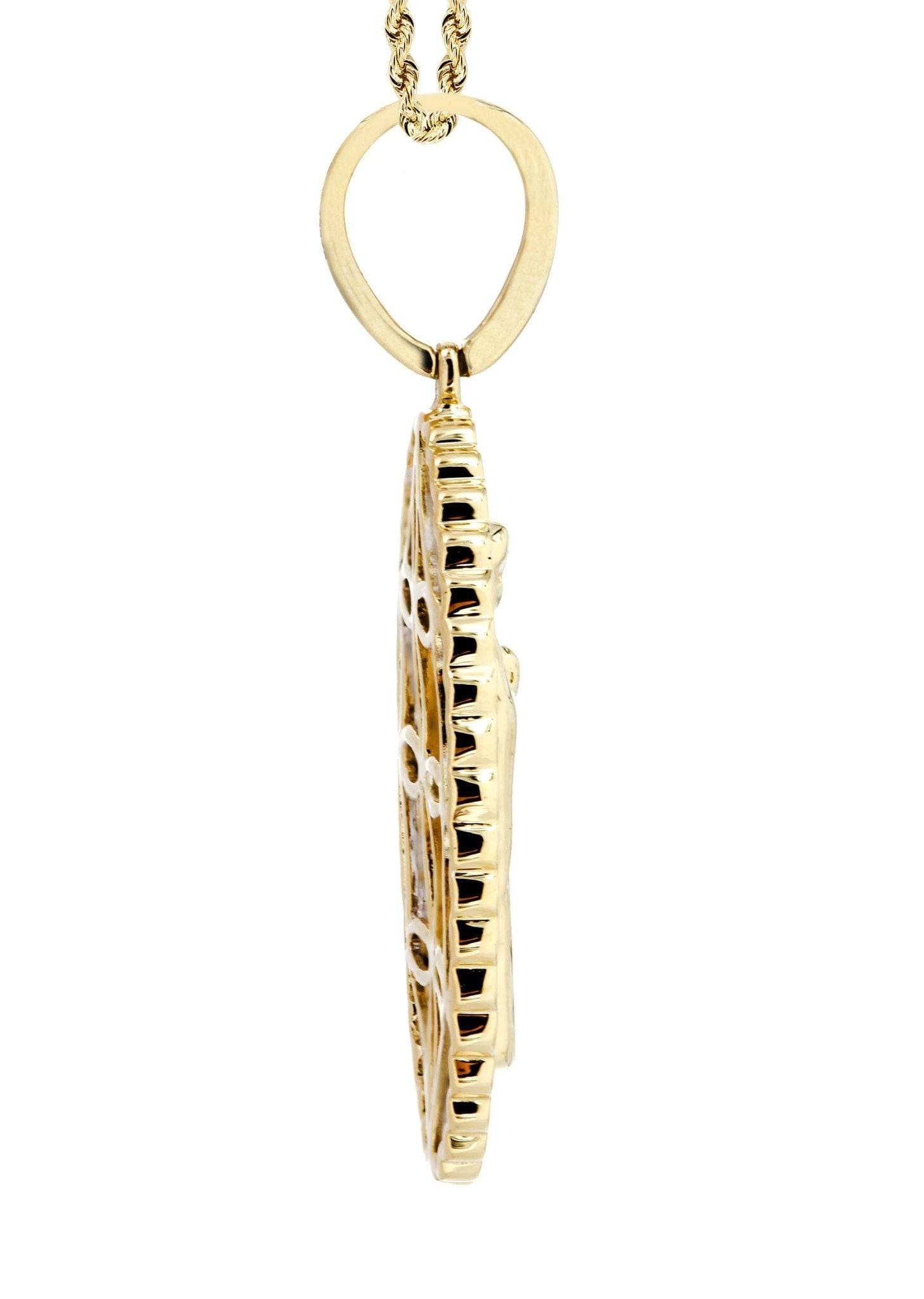 10K Yellow Gold St. Mary Diamond Necklace - 0.39 Carats Diamond Pendant for Women | Elegant Religious Jewelry Gift for Baptism, First Communion & Special Occasions