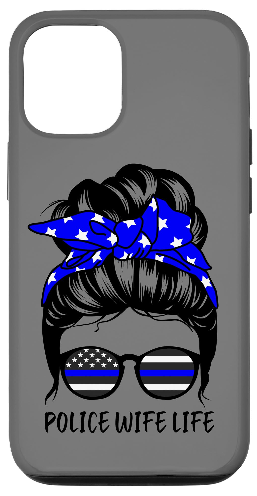 Funny Police Wife iPhone 12/12 Pro Case - Cute Messy Bun Hair Design - Perfect for Law Enforcement Spouses, First Responder Families & Police Appreciation Gifts