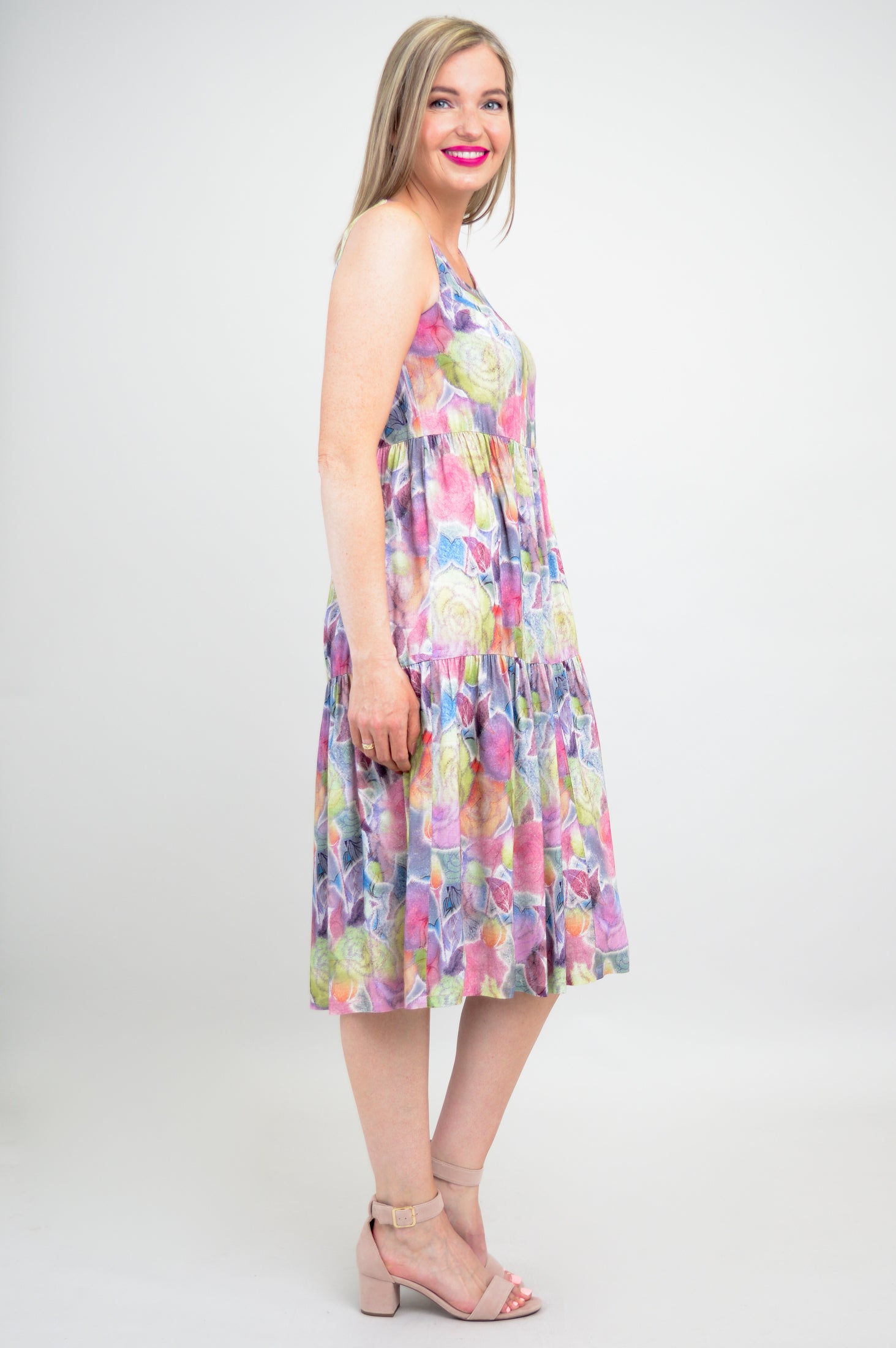 Juni Dress in Rosebud Print - Linen Bamboo Blend for Women | Perfect for Summer Outfits, Beach Vacations & Casual Wear