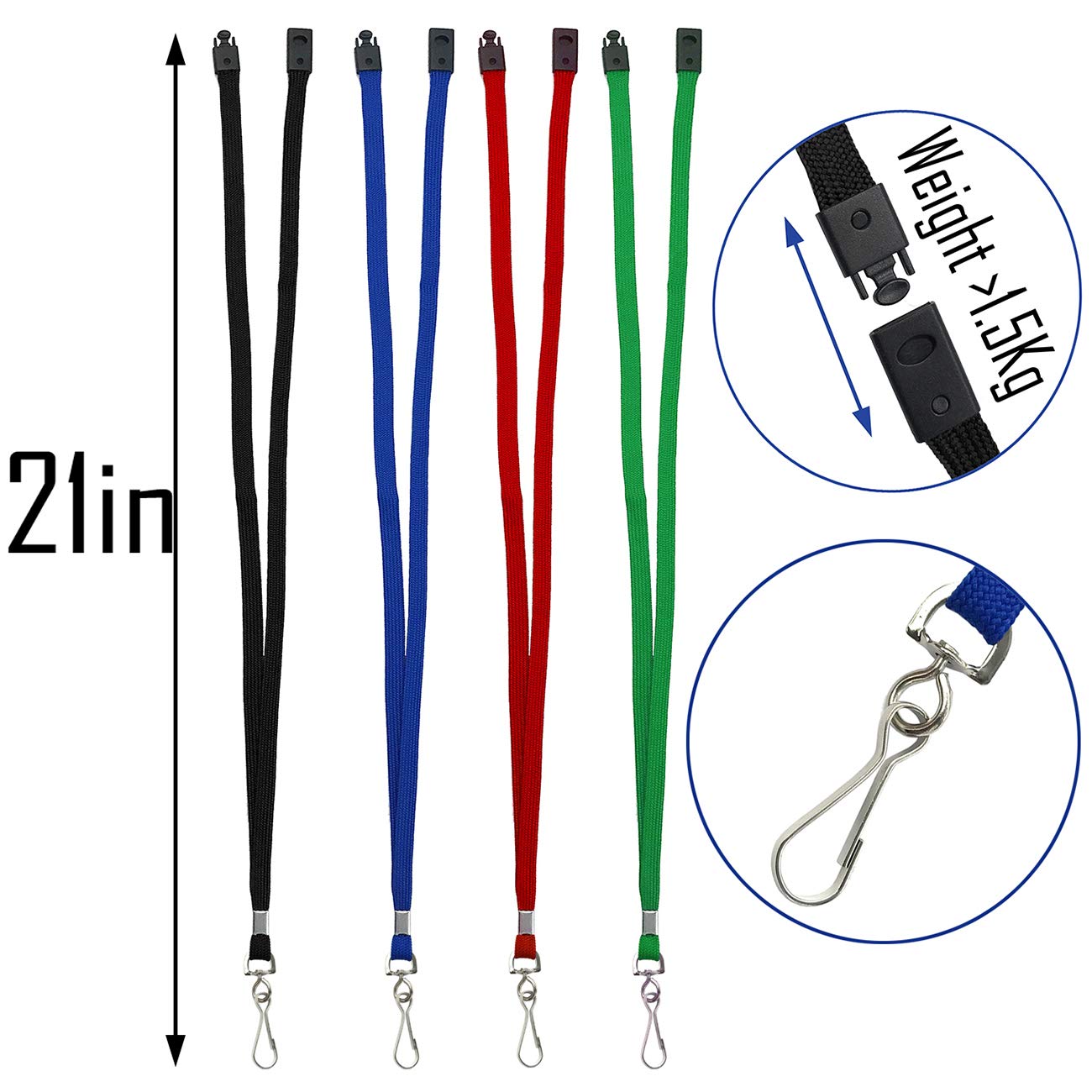 Beebel Breakaway Lanyard with J Hook - Black ID Badge Holder for Work & Events