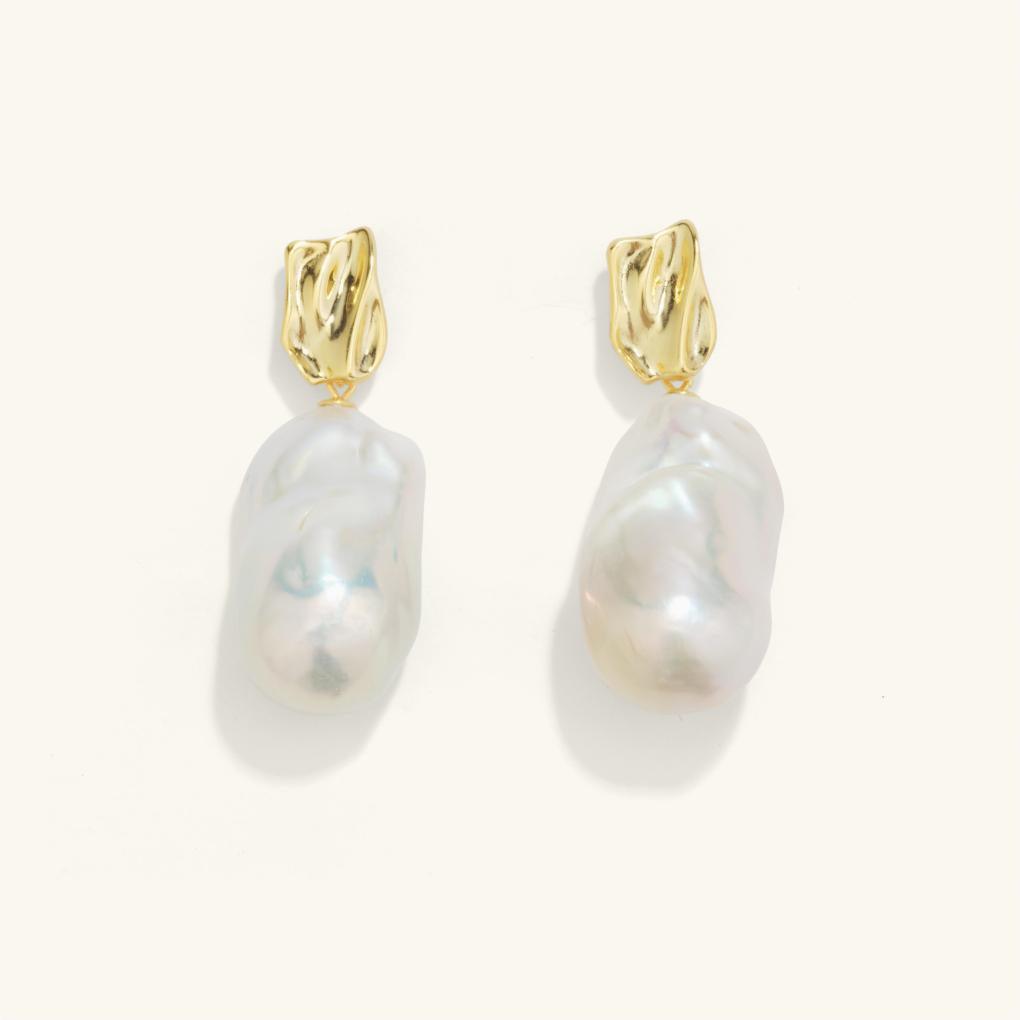 Exquisite Large Baroque Pearl Drop Earrings - Handmade Vintage Style Jewelry for Women | Perfect for Weddings, Parties & Special Occasions