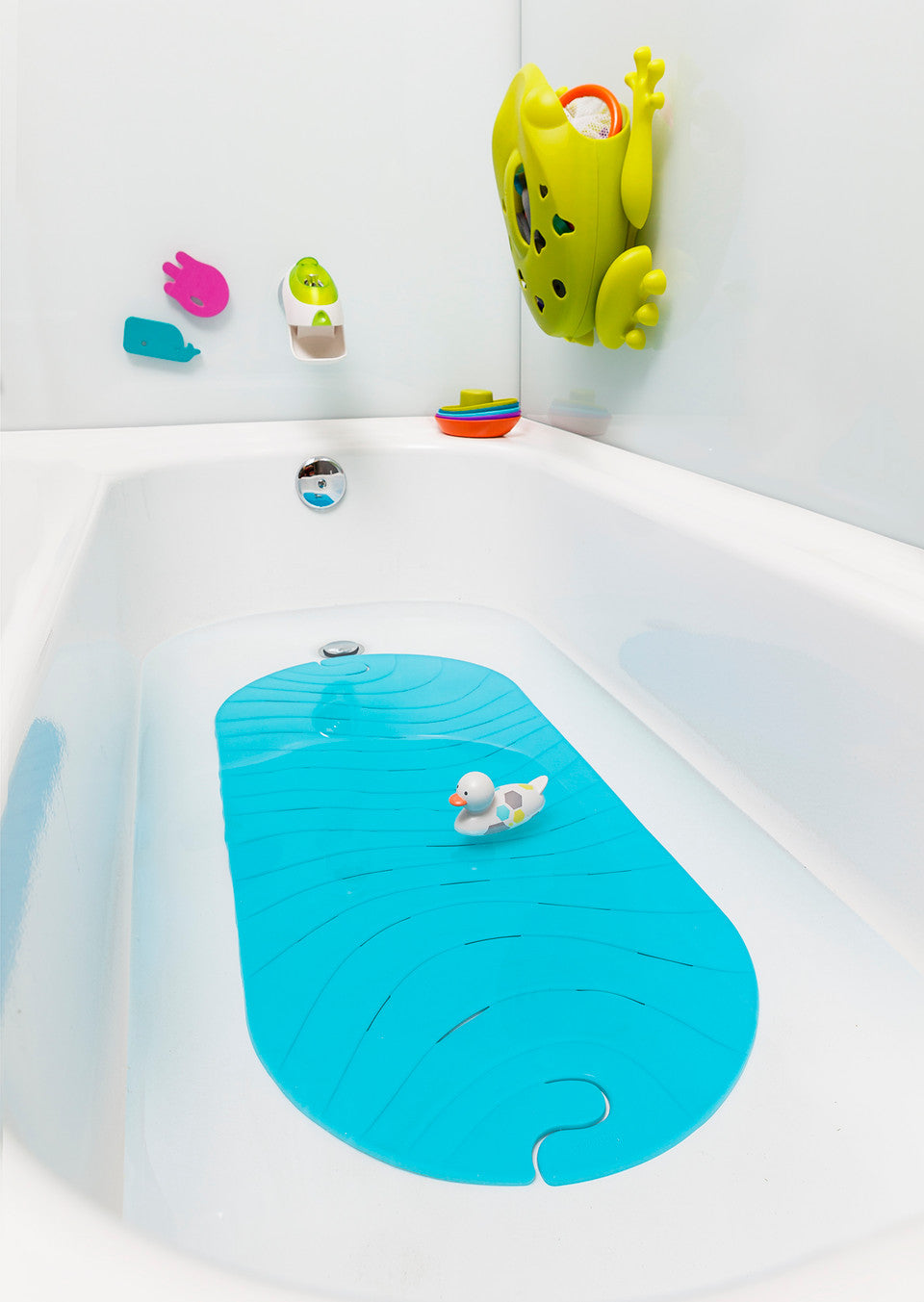 Boon Ripple Bath Mat for Baby - Non-Slip, Soft & Comfortable Bathtub Mat in Blue - Perfect for Infant & Toddler Bath Time Safety