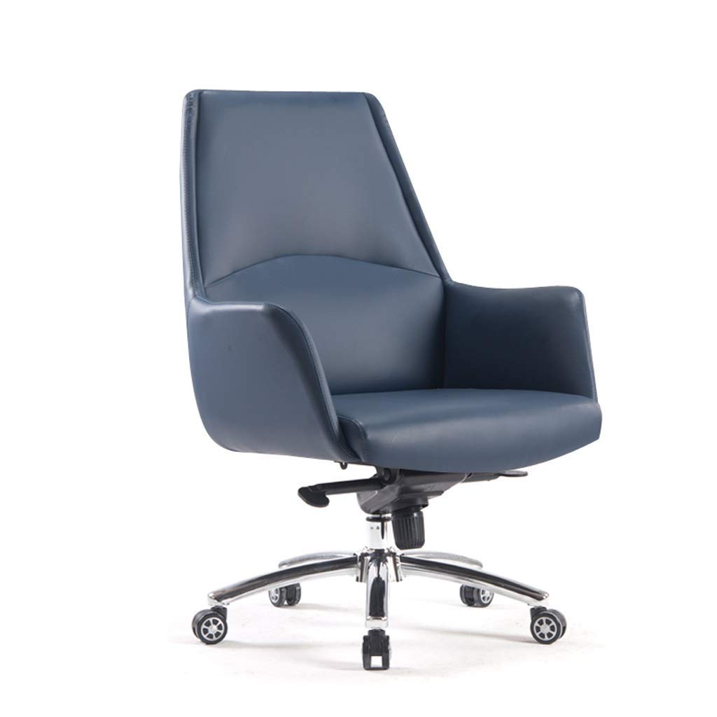 Premium Leather Office Chair - Ergonomic Computer Desk Chair with Adjustable Backrest, Swivel & Rolling for Home & Office Use (Blue, Small Size) - Ideal for Long Work Hours, Gaming & Study Sessions