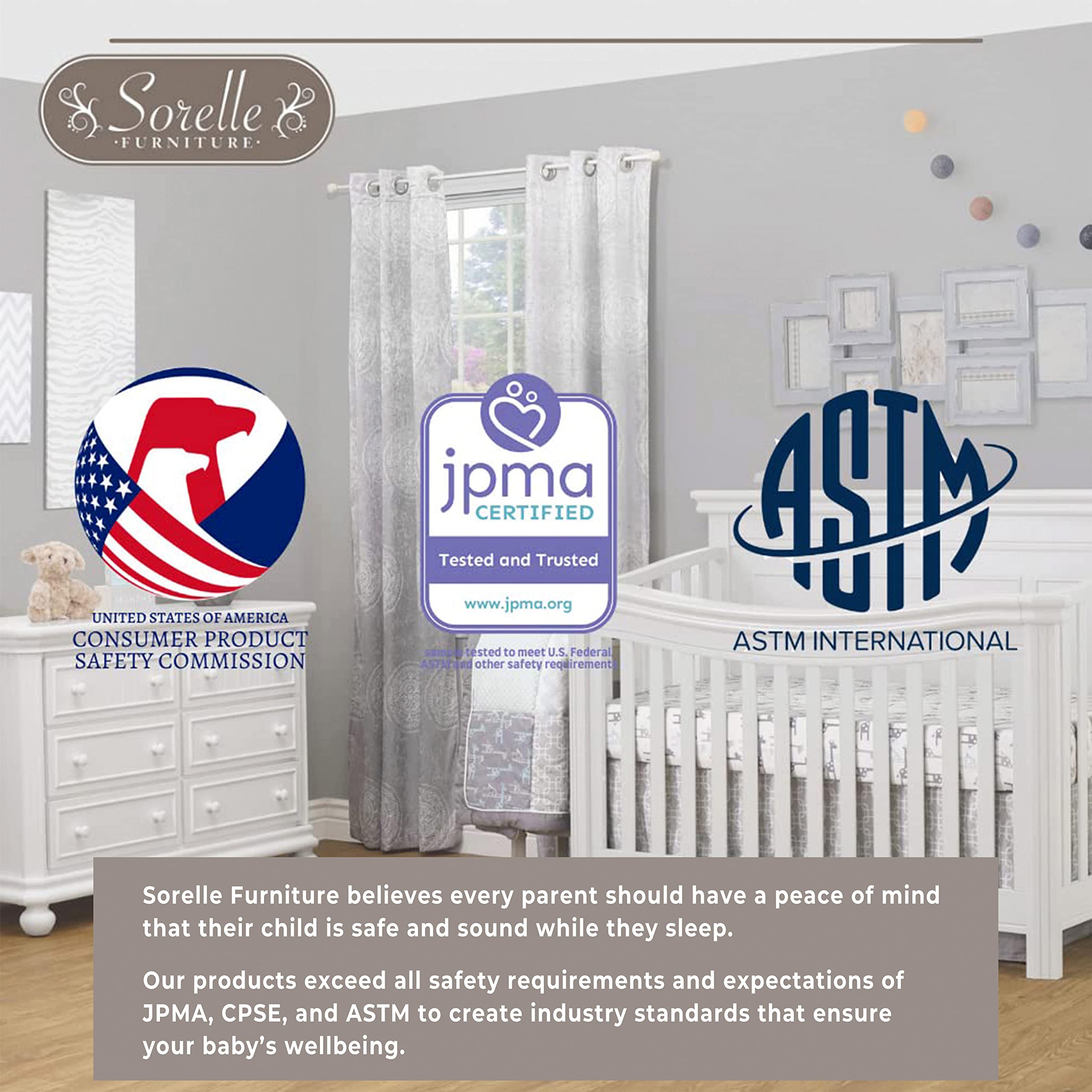 Sorelle Finley Lux Flat Top Crib - Modern Baby Crib with Adjustable Mattress Height, White Finish | Perfect for Nursery, Daycare & Gift Registry