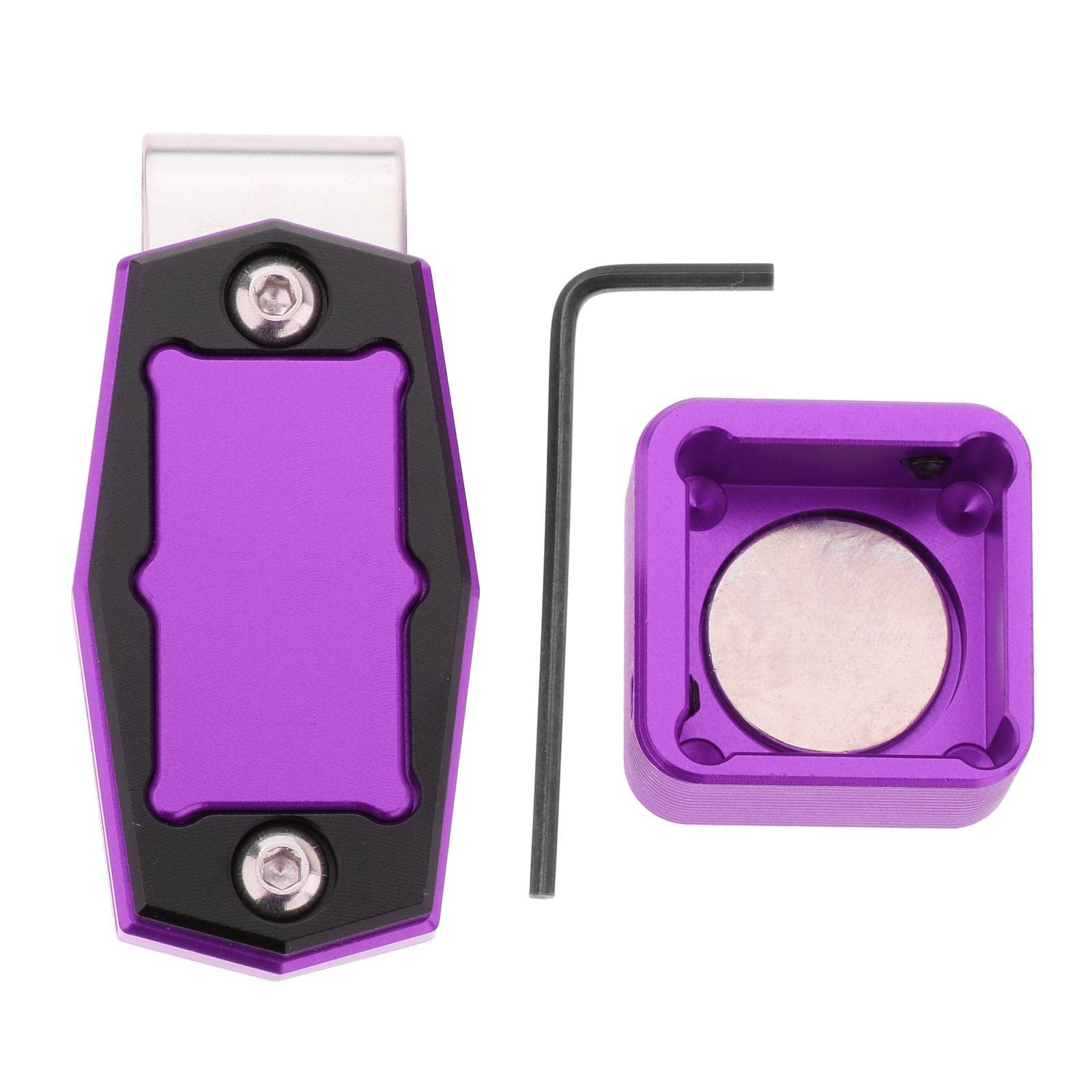 Premium Magnetic Pool Cue Chalk Holder - Aluminum Portable Billiard Chalk Case with Belt Clip & Wrench Tool | Durable Purple Chalk Holder for Snooker, 8-Ball & 9-Ball Games | Perfect for Bars, Game Rooms & Professional Players