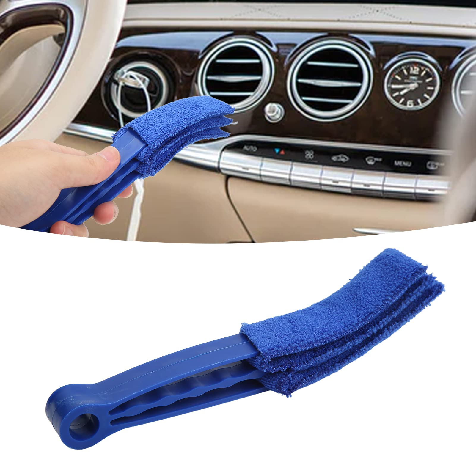 Car Air Vent Duster & AC Cleaner Tool - Blue Car Cleaning Brush for Vents, Windows, Leaves & Blinds | Perfect for Car Interior Maintenance & Home Cleaning