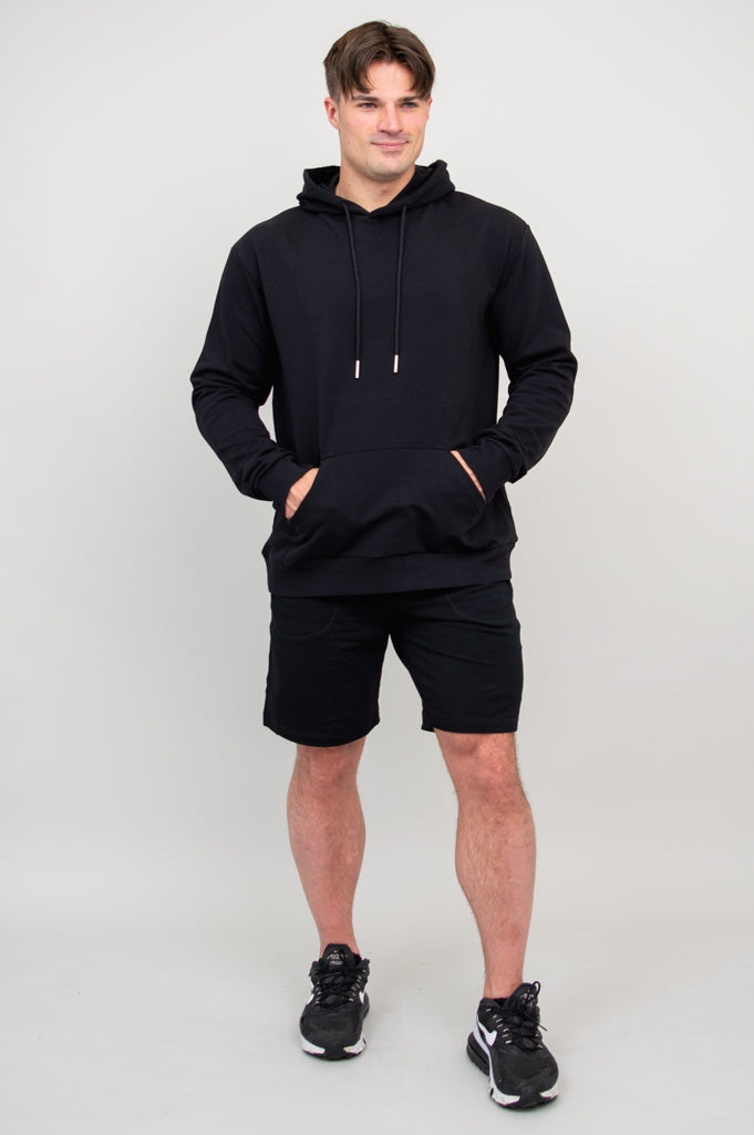 JoeJoe Men's Cotton Hoodie - Soft & Comfortable Black Pullover Sweatshirt for Casual Wear, Gym & Outdoor Activities