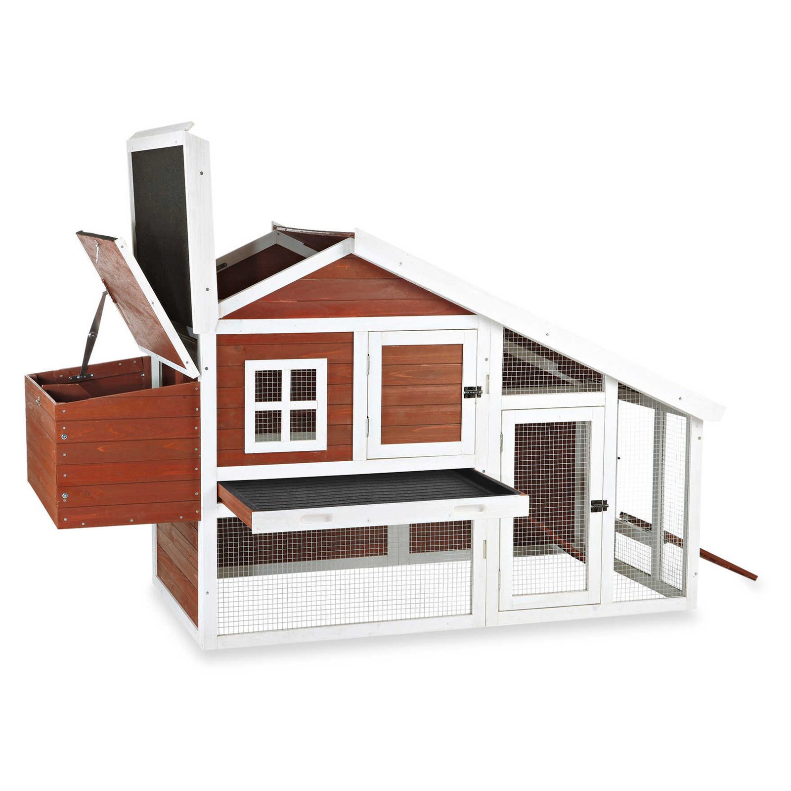TRIXIE Natura Peak Roof Brown Chicken Coop with Outdoor Run - Durable Poultry House for Backyard Chickens, Perfect for Small Farms & Homesteading