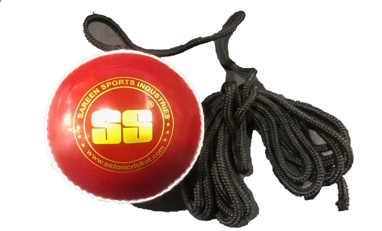 Premium SS Hanging Ball for Cricket Bat Knocking & Practice - Threaded Seam with Reaction String | Perfect for Cricket Training, Backyard Practice & Professional Bat Conditioning