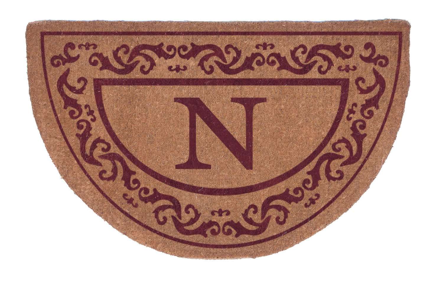 Custom Red Half Round Rolling Scrolls Border Doormat 38x60 - Non-Slip Welcome Mat for Front Door, Porch, or Entryway Decor