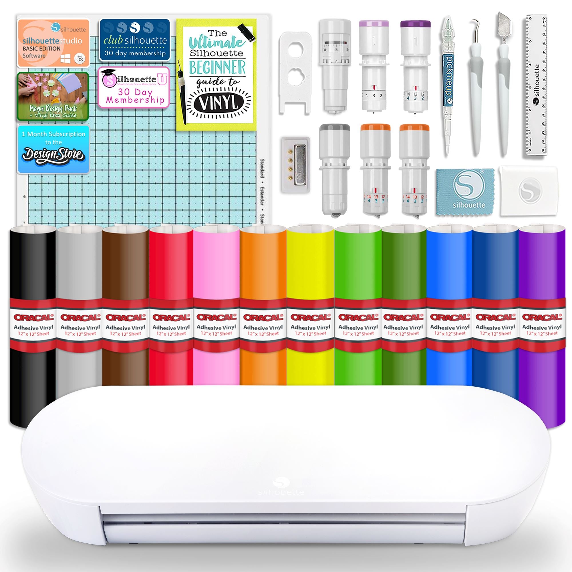 Silhouette Portrait 4 Vinyl Cutting Machine with Deluxe Blade & Tool Pack, Mat Pack, Guides & Designs - Perfect for DIY Crafts, Home Decor, and Custom Apparel Projects