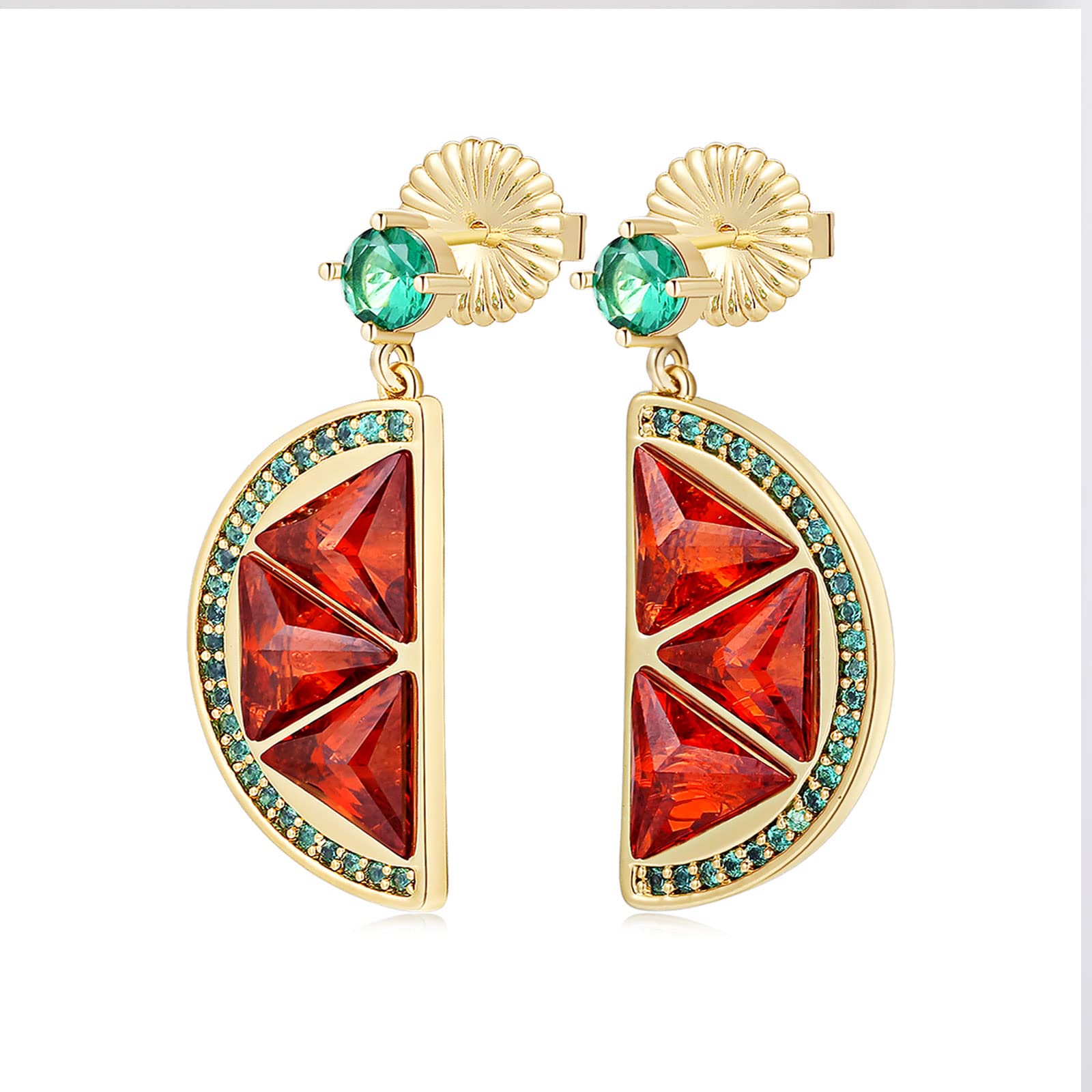 18K Gold Plated Lemon Earrings for Women - Cubic Zirconia Yellow Dangle Statement Jewelry | Fun Fruit Fashion Earrings for Teen Girls & Best Friend Gifts | Perfect for Summer Outfits, Beach Parties & Casual Wear