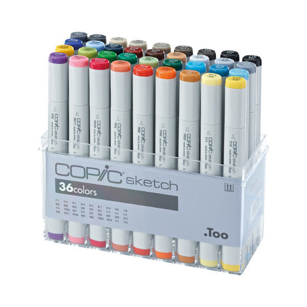 Premium Copic Sketch Marker Set of 36 - Alcohol-Based Art Markers for Professional Artists & Illustrators - Perfect for Sketching, Manga, Comic Art & Graphic Design