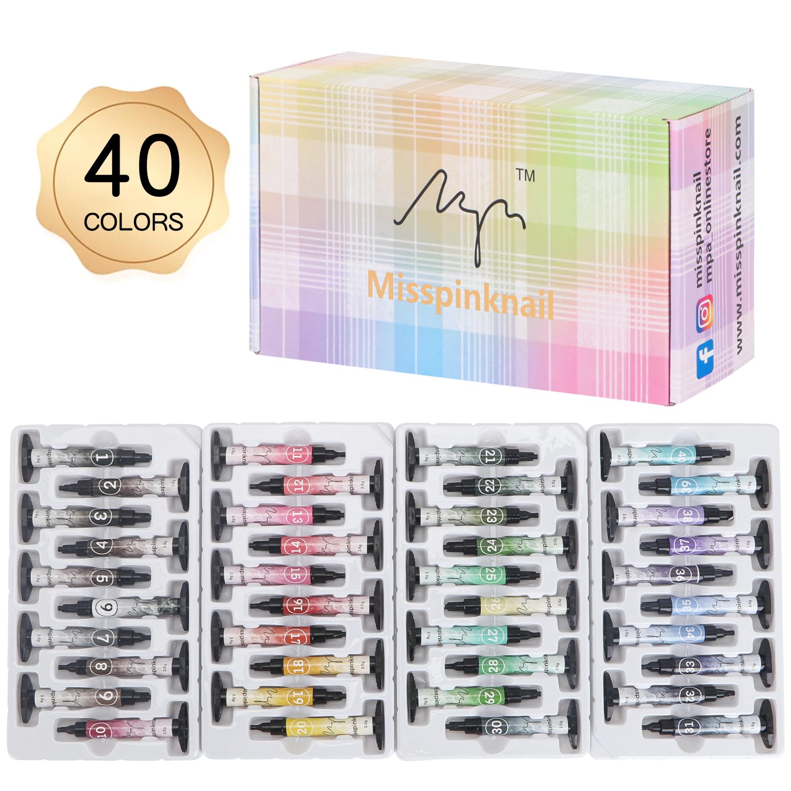 40 Colors UV LED Gel Palette for Nail Art - DIY Painting Gel with Individual Squares | Perfect for Salon, Home Manicure & Nail Design Practice