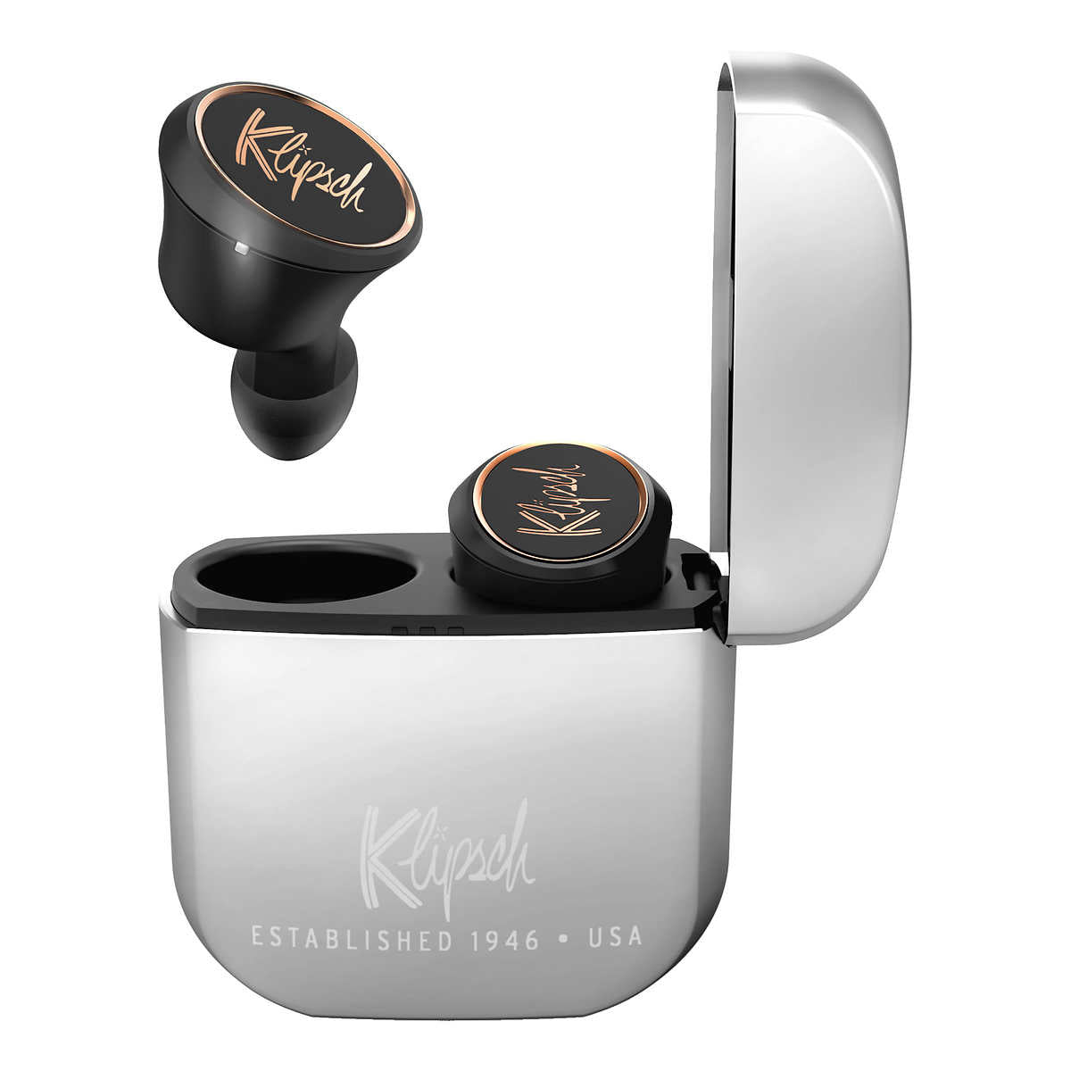 Klipsch T5 True Wireless Bluetooth Earbuds with Noise Cancellation, Hi-Fi Sound, 32H Battery - Silver | Perfect for Gym, Running, Travel & Workout
