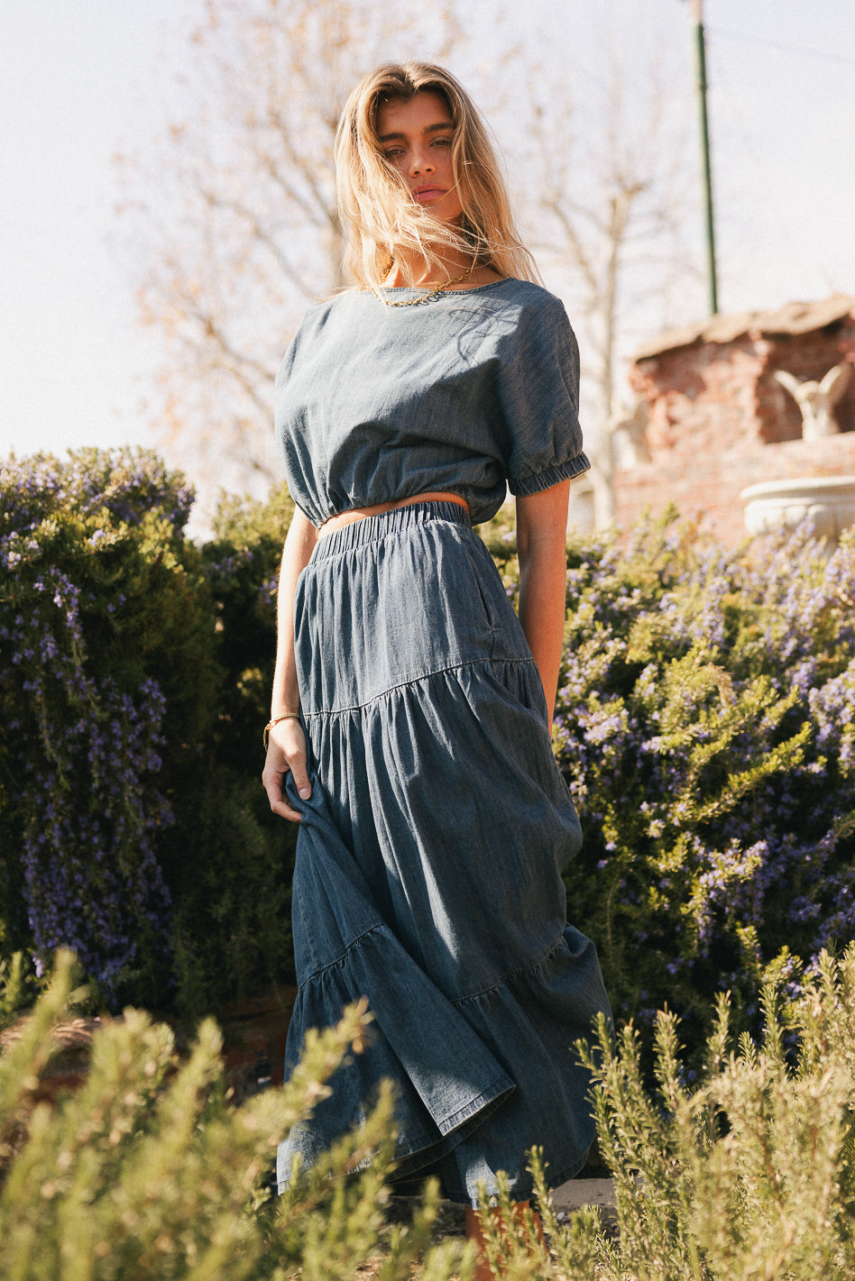 Kiera High Waist Denim Maxi Skirt for Women - Vintage Blue Long Denim Skirt with Side Slits | Perfect for Casual Outfits, Summer Dresses & Boho Fashion