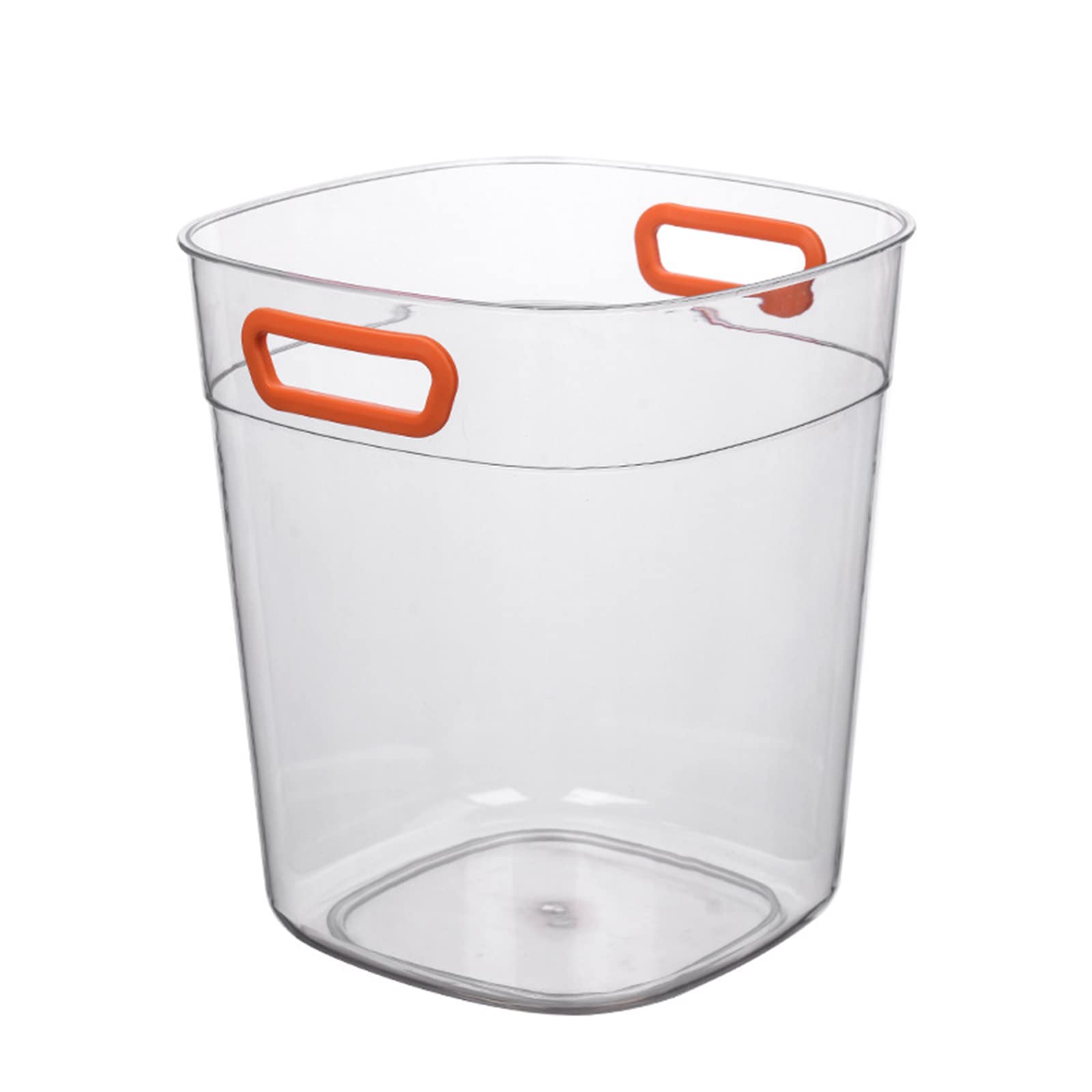 Clear Plastic Trash Can 6L with Handles - Small Round Waste Basket for Bathroom, Kitchen, Office & Home - Durable Household Garbage Bin (White, Small Size) - Perfect for Waste Disposal in Small Spaces & Daily Use