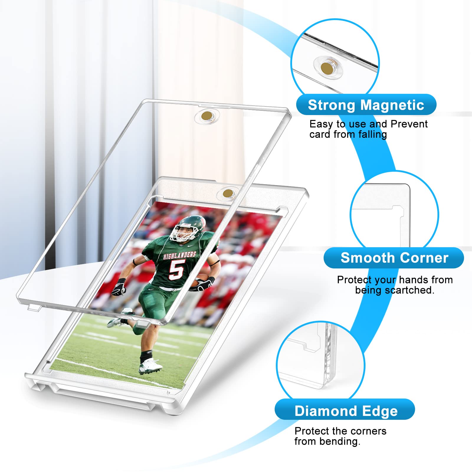 23 Pack - 35PT Magnetic Baseball Trading Card Holders, Hard Acrylic Card Protectors for Sports & Collectible Cards - Standard Size for Game, Display & Storage