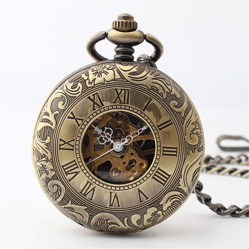 Vintage Roman Numerals Pocket Watch with Chain - Classic Quartz Wristwatch for Men & Women - Perfect for Weddings, Proms, and Formal Events