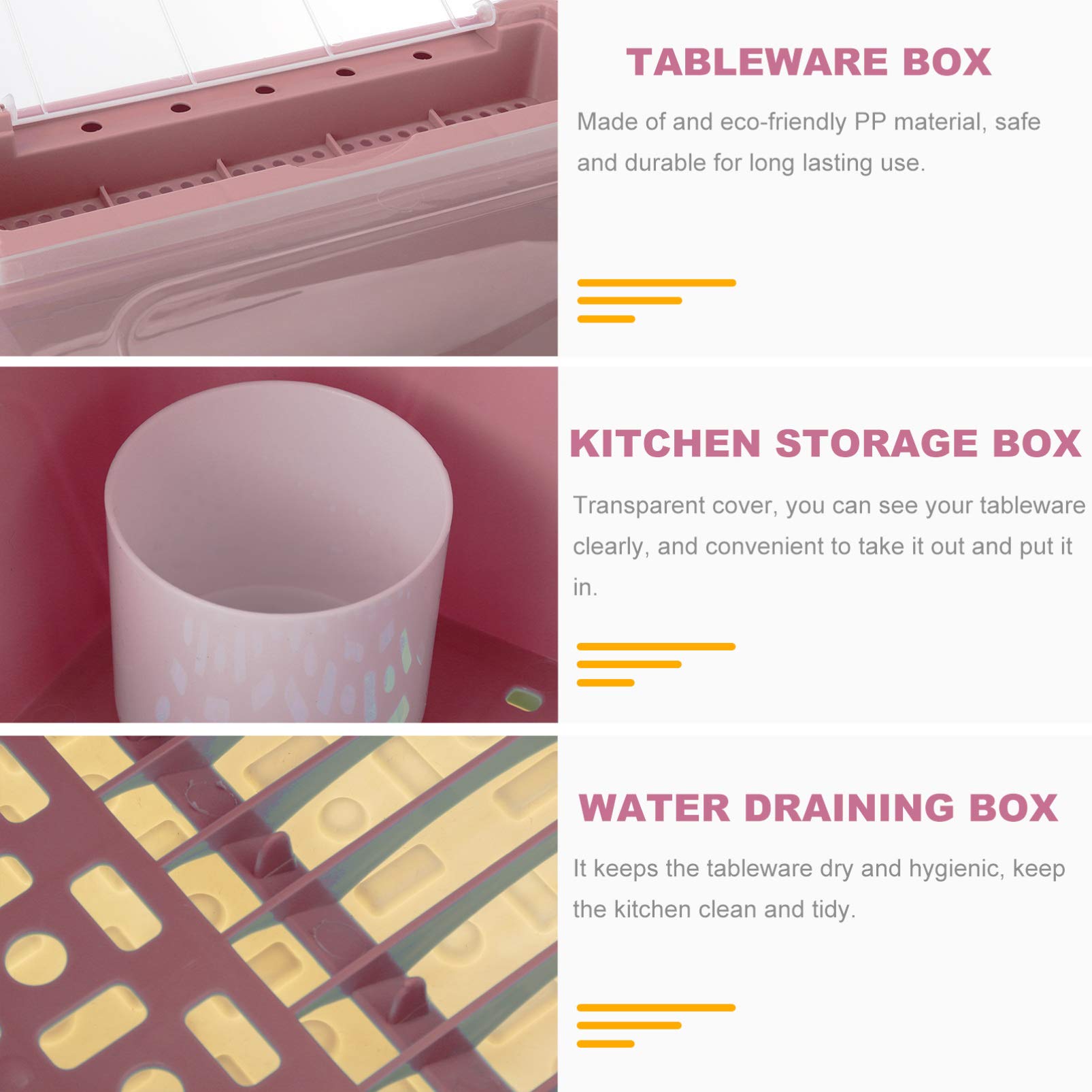 Pink Dish Drying Rack with Lid - Space Saving Bottle Storage Organizer for Kitchen Cabinet - Holds Coffee Mugs, Tea Cups, Bowls & Kitchenware - Perfect for Small Spaces, Dish Organization & Countertop Storage