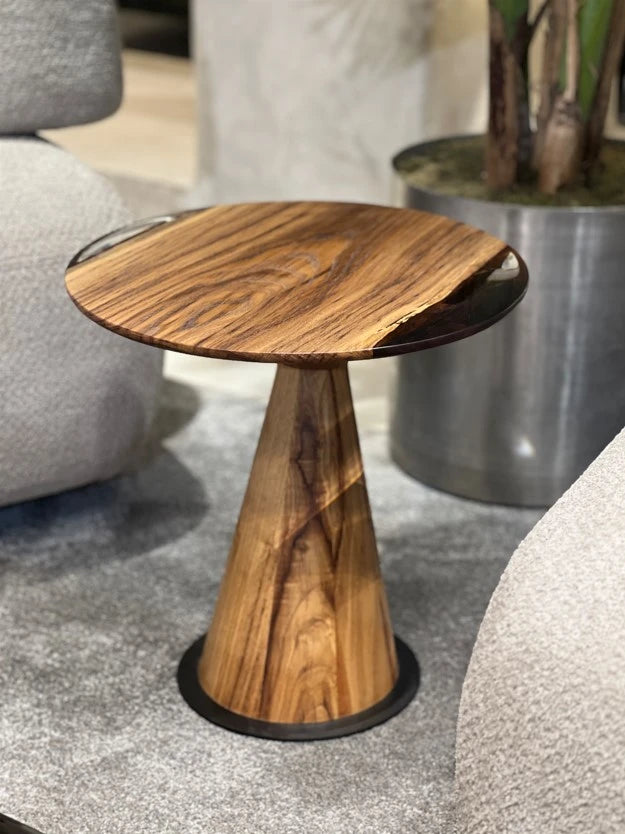 Handcrafted Walnut & Epoxy Resin Mushroom Side Table - Modern End Table for Living Room, Bedroom, or Office Decor - Unique Home Accent Furniture for Small Spaces