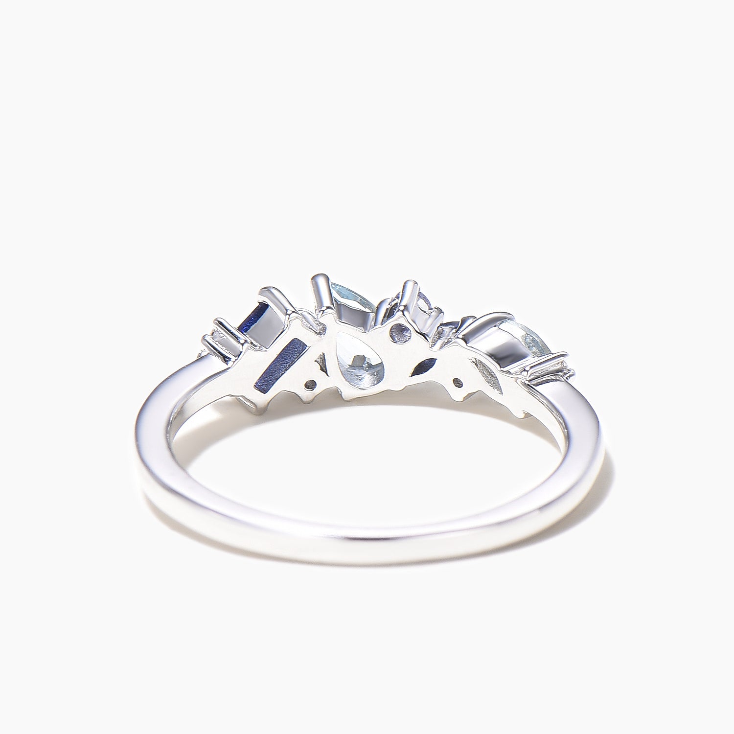 Exquisite Teardrop Cut Aquamarine Wedding Ring with Mixed Cut Sapphire & Tanzanite Cluster - Perfect for Engagement, Anniversary & Bridal Jewelry Gifts
