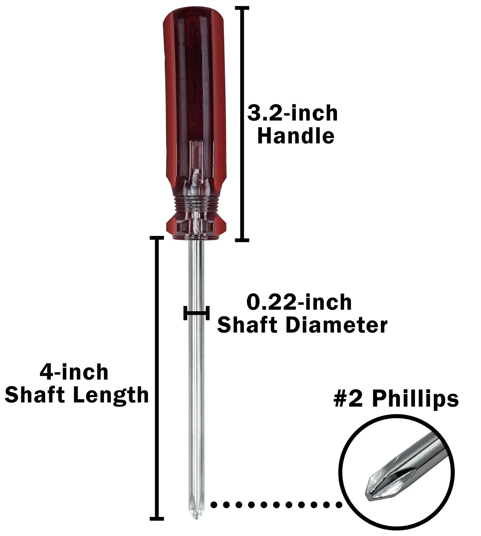 #2 Phillips Screwdriver with 4-Inch Shaft, 7-Inch Overall Length - Perfect for Electronics Repair, DIY Projects & Home Improvement Tasks