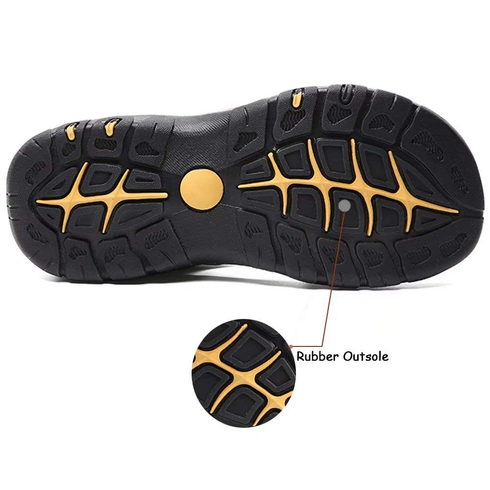VISIONREAST Men's Leather Hiking Sandals - Waterproof Outdoor Sports Sandals with Closed Toe for Beach, Fishing & Water Activities | Durable & Comfortable for Walking, Travel & Summer Adventures