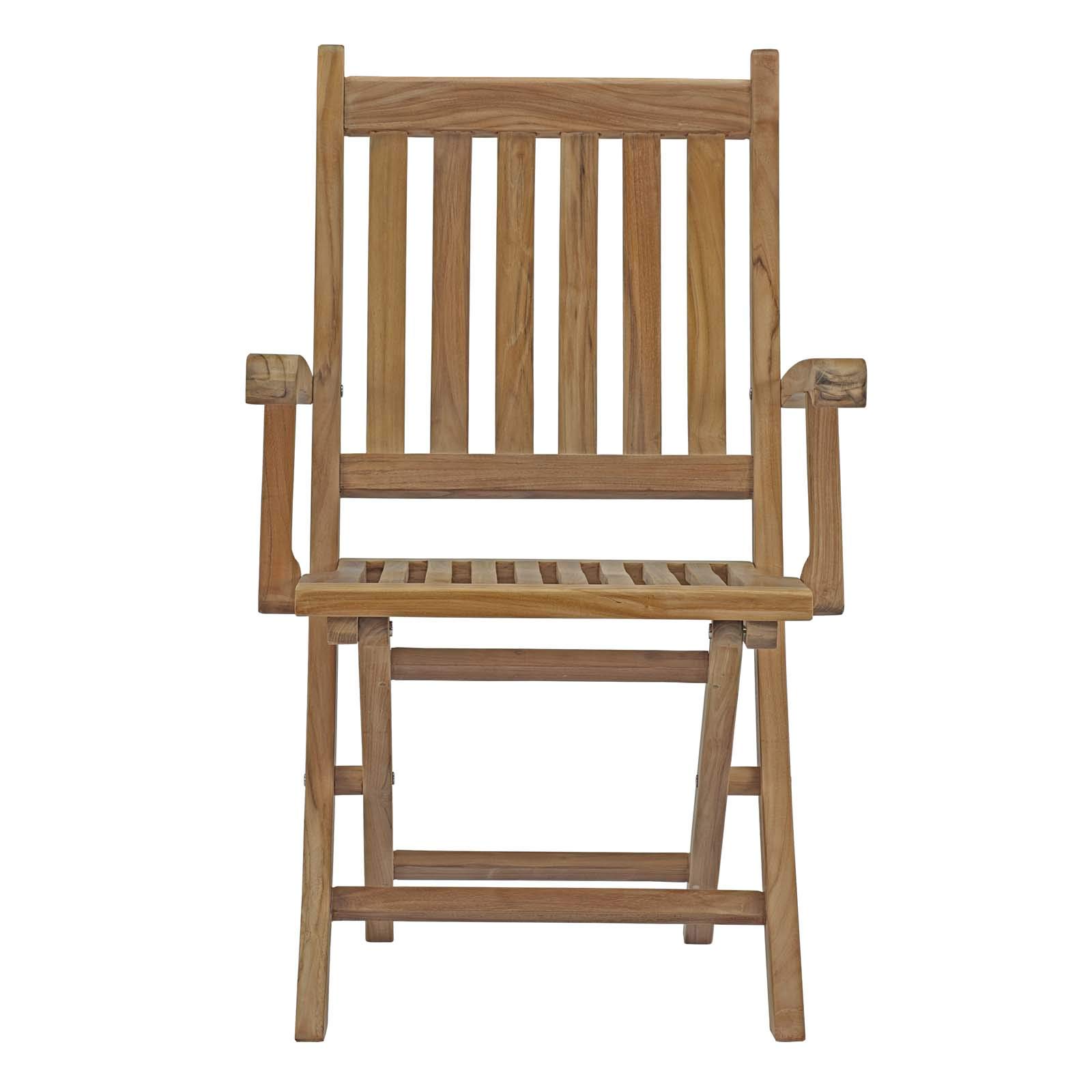 Modern Outdoor Patio Dining Set - Wooden Garden Chairs & Table for Balcony, Deck or Backyard - Natural Finish for Contemporary Style - Perfect for Al Fresco Meals, Relaxing & Entertaining
