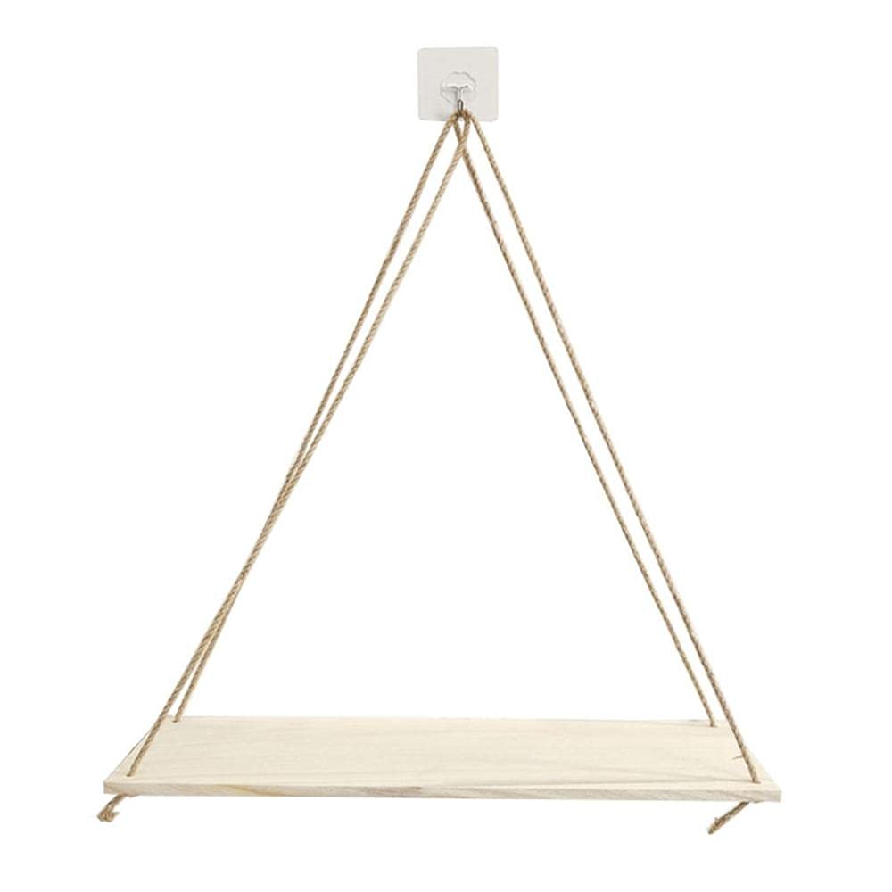 Premium Wood Swing Hanging Rope Wall Mounted Floating Shelves - White | Indoor/Outdoor Decorative Shelves for Plants, Flowers & Home Decor | Perfect for Living Room, Bedroom, Garden & Balcony Decor