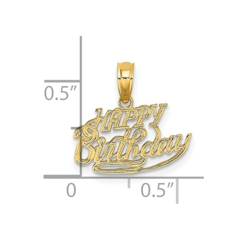 14k Yellow Gold Happy Birthday Charm Pendant - Elegant Solid Gold Jewelry Gift for Women, Best for Birthday Celebrations & Special Occasions