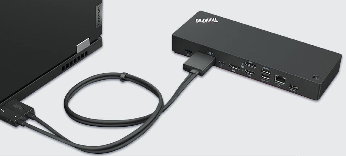Lenovo Universal Thunder Bolt 4 Dock (40B00300US) with HDMI & DisplayPort Cable Bundle - 4K Video, Fast Charging & Multi-Monitor Setup for Home Office & Gaming