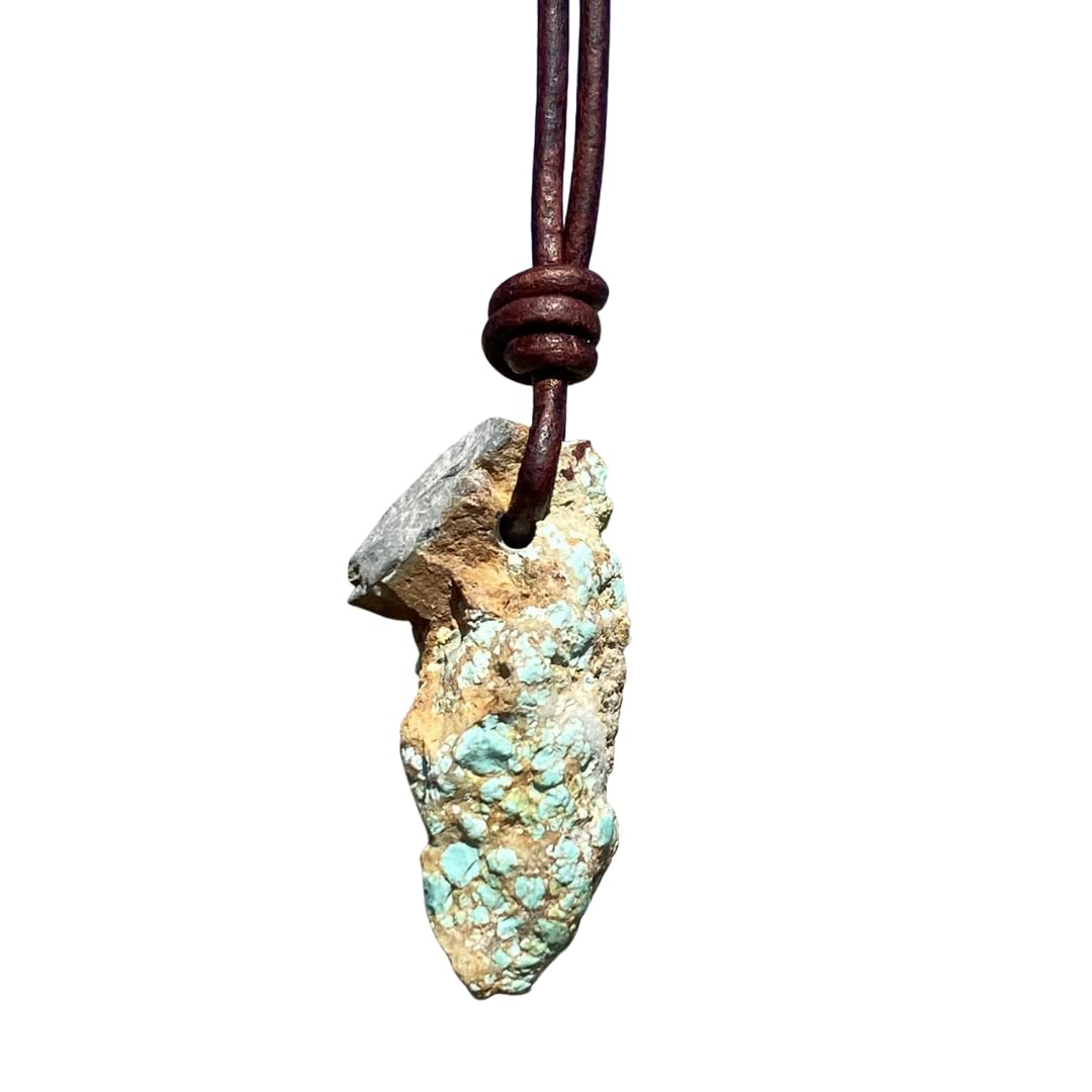 Turquoise Raw Stone Necklace for Women & Men - Healing Crystal Jewelry with Spiritual Energy, Natural Rough Gemstone Pendant, Best Friend Gift & Protection Stone | Perfect for Summer Accessories, Hippie Style & Spiritual Healing