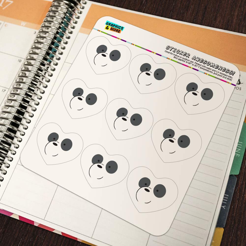 We Bare Bears Panda Heart Shaped Planner Stickers - Cute Cartoon Scrapbook Decals for Bullet Journals, Calendars, DIY Crafts & School Supplies (50-Piece Set) - Perfect for Scrapbooking, Gift Wrapping & Planner Decorations