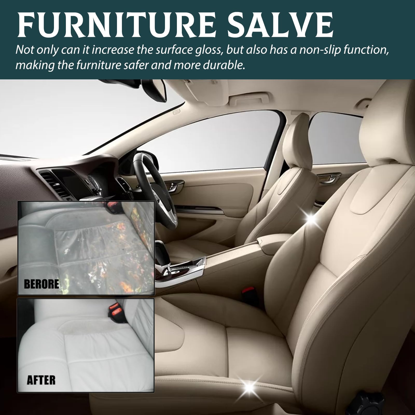Premium Leather & Furniture Repair Salve with Applicator Brush - Prevent Dryness & Cracks | Safe, Quick Leather Conditioner for Couches, Bags, Shoes & More (1 Set) - Perfect for Home & Auto Leather Care