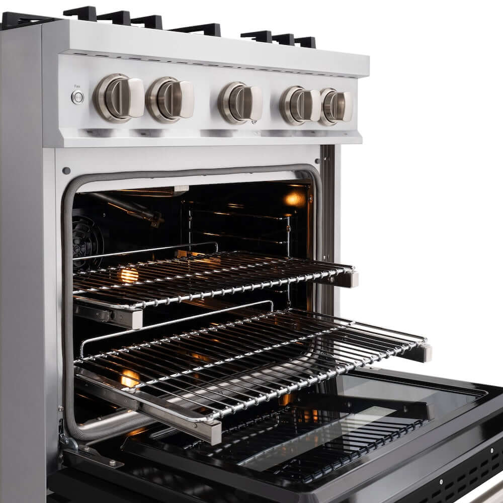 ZLINE 30 Inch 4.2 Cu. Ft. Stainless Steel Gas Range with 4 Burner Cooktop & Convection Oven - Black Matte Door (CGR BLM 30) - Perfect for Modern Kitchens, Home Cooking, and Professional Chefs