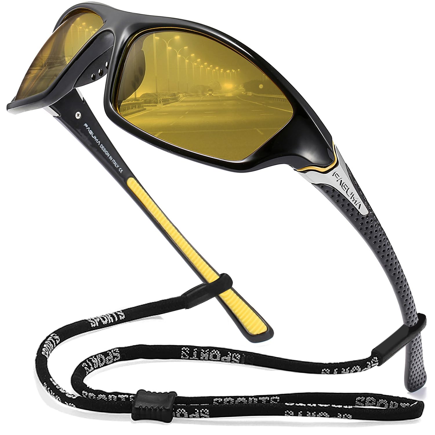 FAGUMA Polarized Sports Sunglasses for Men - UV400 Protection for Cycling, Driving & Fishing - Lightweight Comfort for Outdoor Activities