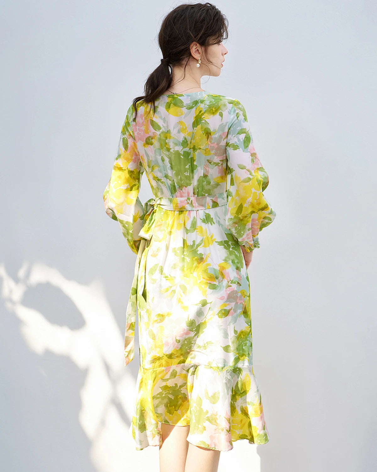 Elegant Floral Print Silk Dress for Women | Summer Party & Wedding Guest Outfit | Breathable & Comfortable Formal Wear