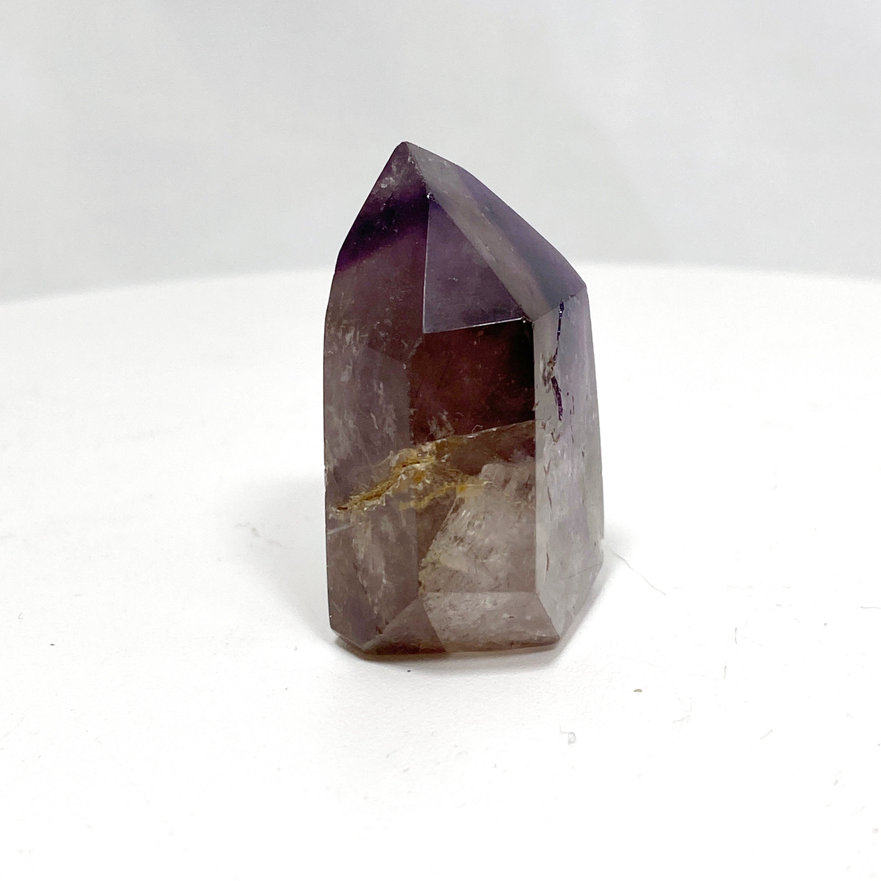 Natural Smokey Amethyst & Clear Quartz Crystal Point - Healing Stone for Meditation, Energy Work & Home Decor (CR3439)