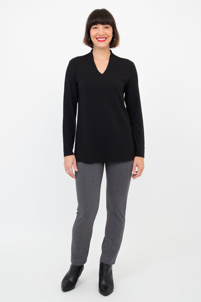 Chimmy Top - Soft Black Bamboo Fabric Women's T-Shirt for Casual Wear & Summer Outfits