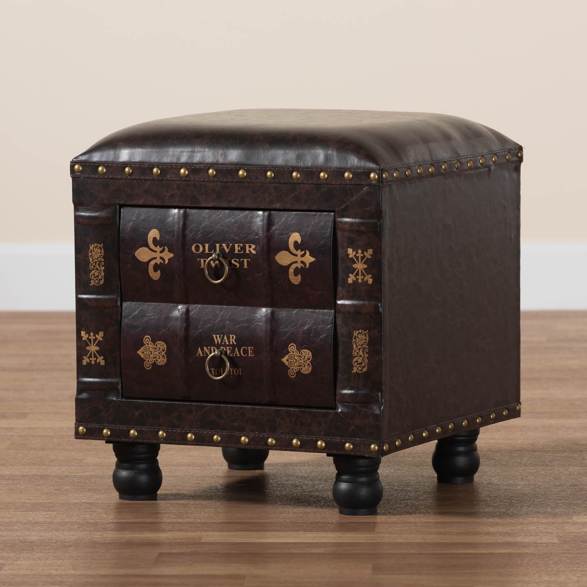 Baxton Studio Dark Brown Ottoman - Modern Footrest & Extra Seating for Living Room, Bedroom & Office - One Size Fits All