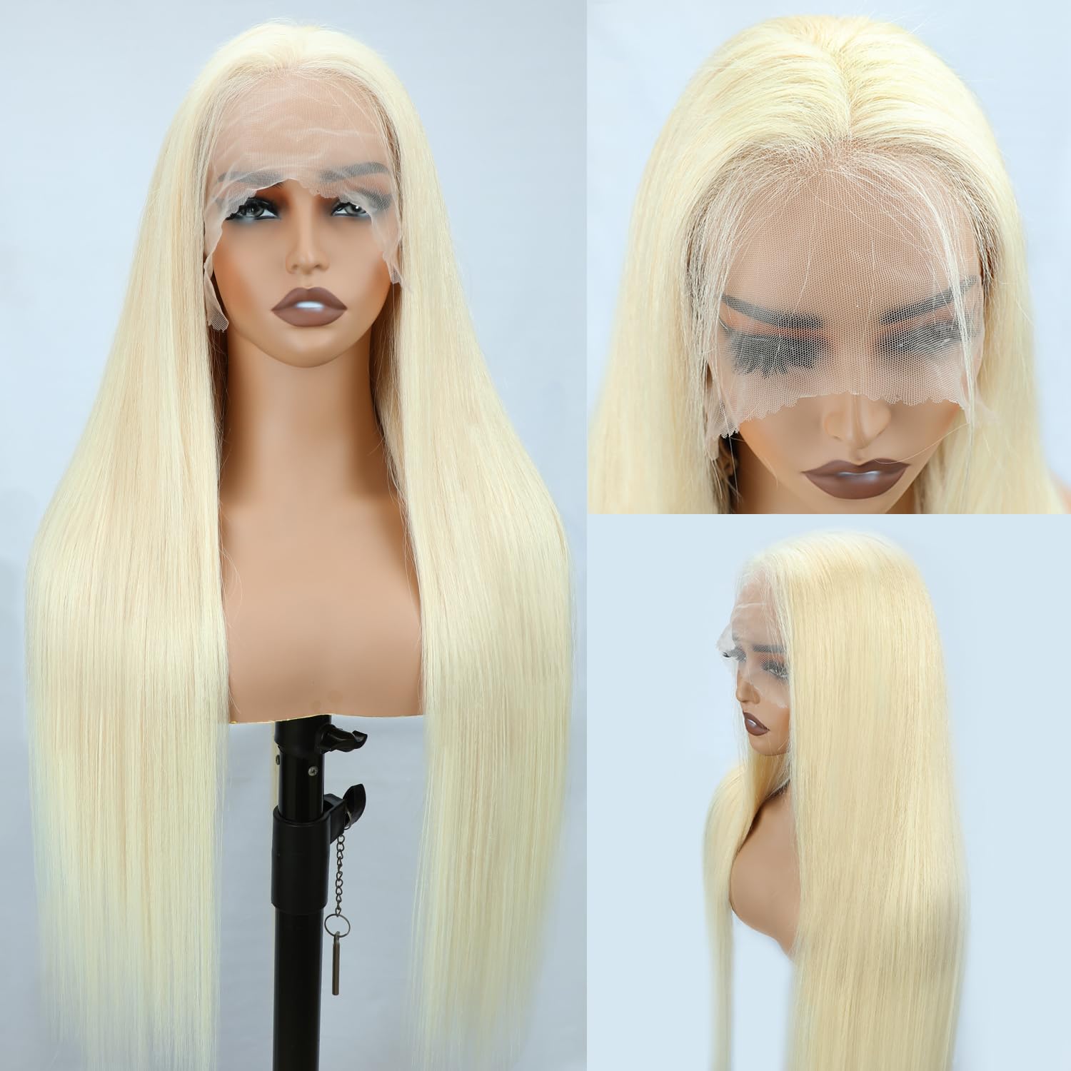613 Lace Front Human Hair Wig - 26 Inch Straight Blonde Pre Plucked HD Lace Frontal Wig with Baby Hair | 13x4 180% Density Wet & Wavy | Natural Looking Wigs for Women | Perfect for Daily Wear, Cosplay, Parties and Special Occasions