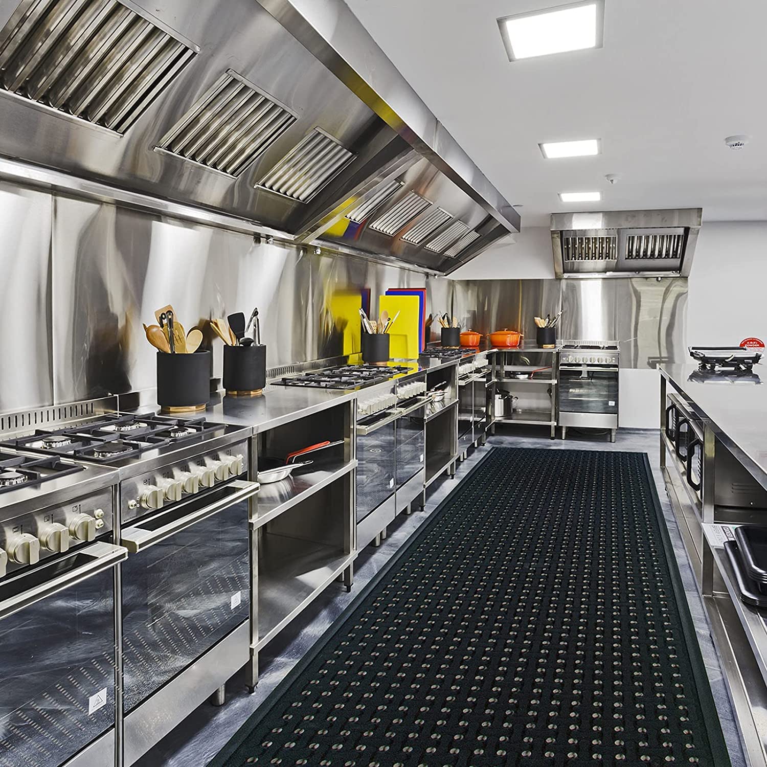 **M+A Matting Comfort Flow Anti-Fatigue Kitchen Mat - Grease Proof, Oil Resistant, Odor Resistant, Lightweight Commercial Floor Mat for Wet Areas – Black (3' x 5') – Perfect for Restaurant, Bakery, and Food Service Workspaces**