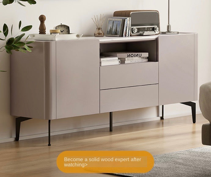 Solid Poplar Wood TV Stand with Slate Top - Modern Luxury Bedroom Furniture for Living Room & Home Entertainment Setup