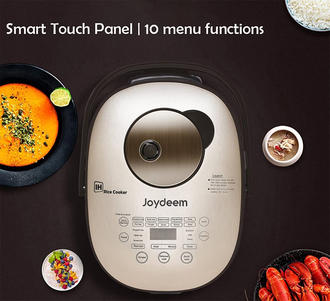 JOYDEEM AIRC-4001 Smart Induction Rice Cooker with 24-Hour Timer, 4L (8 Cups) Capacity - Perfect for Family Meals, Meal Prep & Healthy Cooking